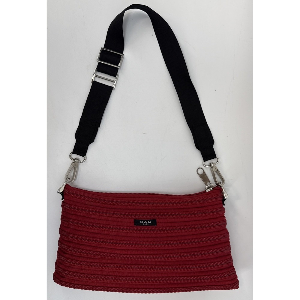 BAM Bag Red Zipper Purse Bam Bags & The Original Zip Purse Black Strap